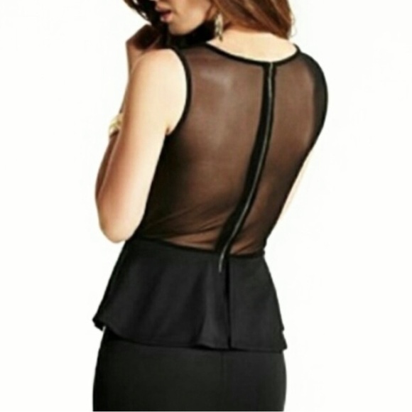 TopShop Mesh Bodycon Peplum Black Mini Dress with Ruffle Skirt - Y2K - Picture 2 of 12
